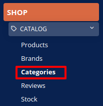 Categories menu