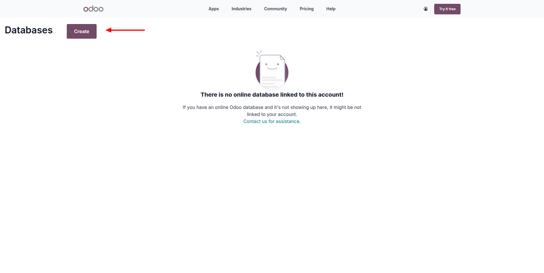 Odoo create database