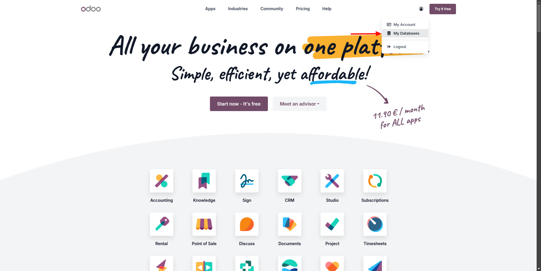 Odoo my database 